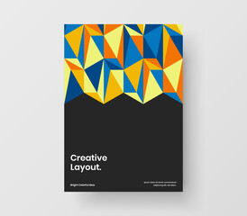 Multicolored placard A4 vector design template. Unique geometric hexagons poster illustration.