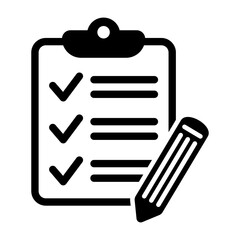 To do list icon. Clipboard with pencil vector icon. Black illustration isolated on white background for graphic and web design.