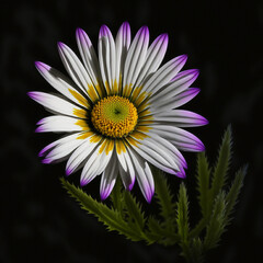 Obraz premium daisy flower on a black background, generative AI