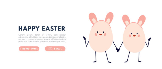 Egg character for easter or eggs day. Cute cartoon funny person. Vector isolated illustration