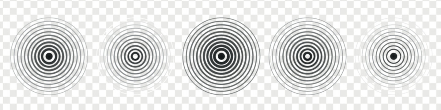 Sonar Sound Wave. Signal Concentric Circle. Vibrations Radial Signal. Vector Isolated Illustration