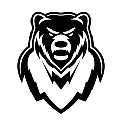 Sleek and modern silhouette bear logo design, perfect for a wide range of uses such as branding, packaging, and advertising. The simple yet striking black and white design features a majestic bear.