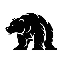 Sleek and modern silhouette bear logo design, perfect for a wide range of uses such as branding, packaging, and advertising. The simple yet striking black and white design features a majestic bear.