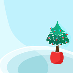 Christmas tree drawing. Free space for testing. Greeting card. High quality photo