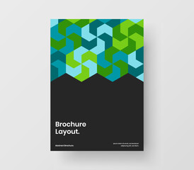 Creative mosaic tiles company identity illustration. Vivid annual report design vector layout.