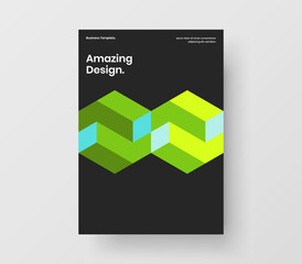 Bright geometric pattern poster template. Vivid annual report A4 vector design layout.