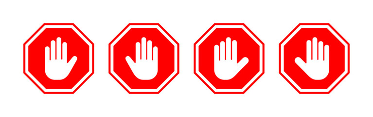 Stop icon vector for web and mobile app. stop road sign. hand stop sign and symbol. Do not enter stop red sign with hand