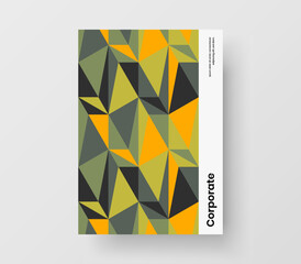 Isolated poster A4 vector design layout. Minimalistic mosaic hexagons journal cover illustration.