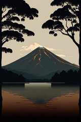 Guatemala minimalist landscape, Latin America, illustration made with Generative AI 