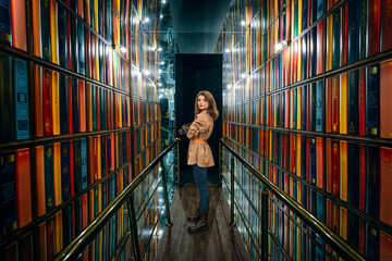 Woman in library