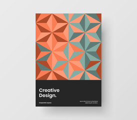 Clean mosaic hexagons corporate brochure layout. Amazing catalog cover A4 vector design template.