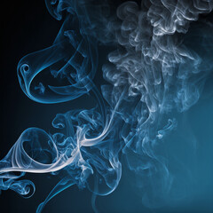 Fototapeta premium Blue and white smoke on a blue background