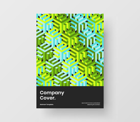 Trendy book cover A4 design vector layout. Creative mosaic pattern company brochure concept.