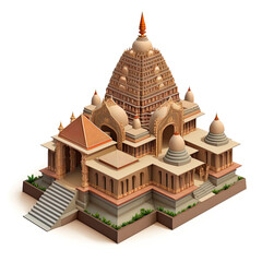 Isometric view of a Buddhist temple, Generative AI