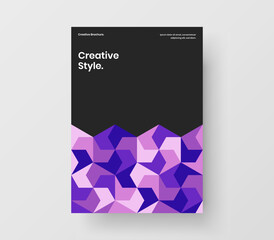 Unique magazine cover A4 design vector layout. Premium geometric shapes corporate identity illustration.