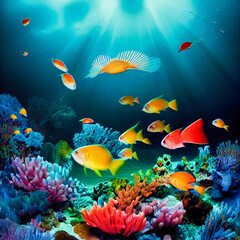 Fototapeta na wymiar Coral reef and fishes