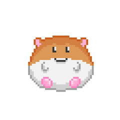 Hamster character pixelart icon illustration concept