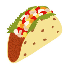 Tacos stuffed with meat, vegetables and lettuce. Traditional Latin American cuisine. Mexican food