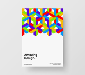 Amazing geometric tiles flyer template. Modern handbill vector design concept.