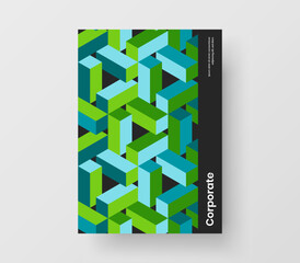 Simple geometric hexagons cover illustration. Trendy pamphlet design vector template.