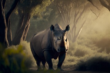 Rhino in the nature, Rhino, Safari, Generative AI