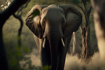 Fototapeta na wymiar Elephant in the nature, Elephant, Safari, Generative AI