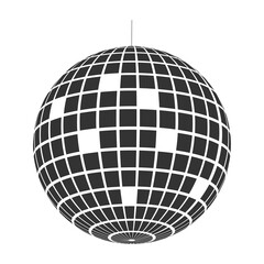 Disco ball icon. Shining nightclub party mirror sphere. Dance music event discoball. Retro mirrorball in 70s or 80s discotheque style isolated on white background. Vector illustration