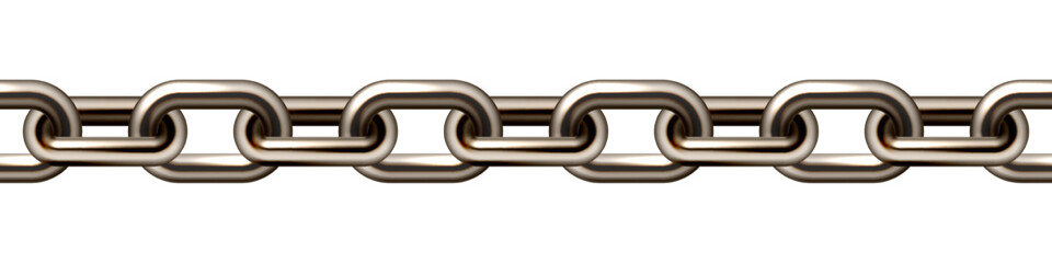 Realistic brown metal chain with old rusty links isolated on white background. Heavy steel chain for industrial use. Vector illustration