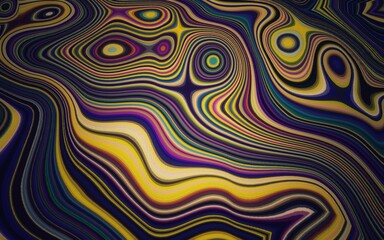 Artistic and classic 3D abstract background of colorful flowing liquid or wave patterns with vignette effect. Art painting of wave pattern. Retro and vintage design.