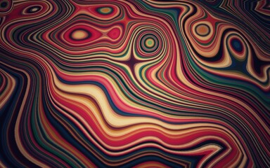 Artistic and classic 3D abstract background of colorful flowing liquid or wave patterns with vignette effect. Art painting of wave pattern. Retro and vintage design.