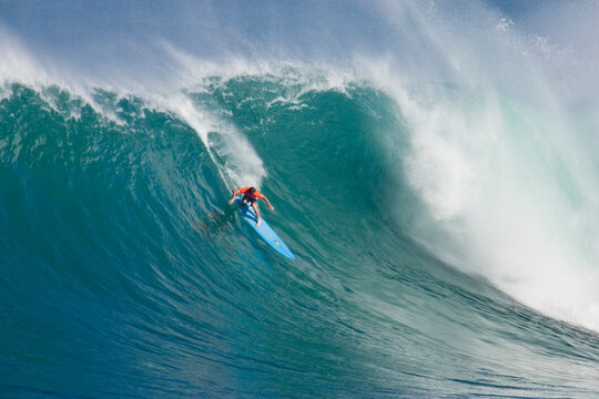 Noah Johnson surfing huge waves in Hawaii