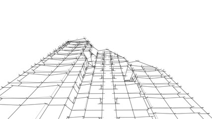 Linear architectural drawing vector illustration