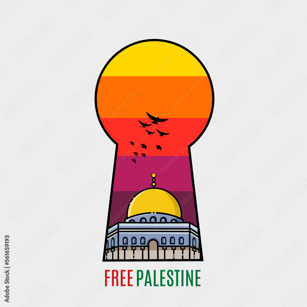 Wall mural illustration vector of al aqsa mosque in keyhole perfect for print,banner,poster,etc.