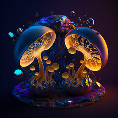 Magic Mushrooms' Sphere. AI Art. 