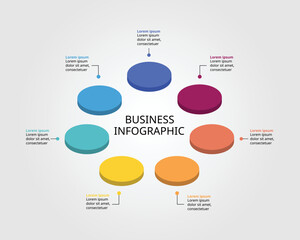 circle template for infographic for presentation for 7 element