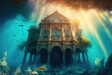 Underwater Mortgage, AI Generated Image of a House Under the Ocean; Symbolic Foreclosure Nightmare