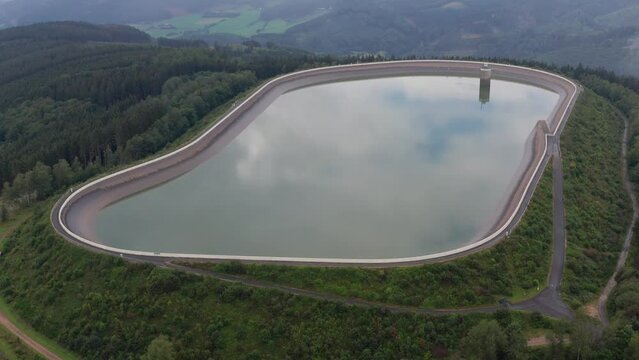 a pumped storage power station from above 4k 30fps video