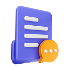 3d file folder chat data icon illustration render