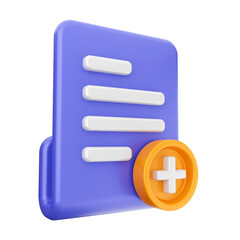 3d file add new folder data icon illustration render