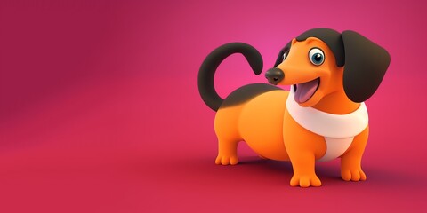 Dachshund standing in 3D render style, Generative AI