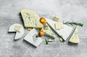 Blue and brie cheese with rosemary.
