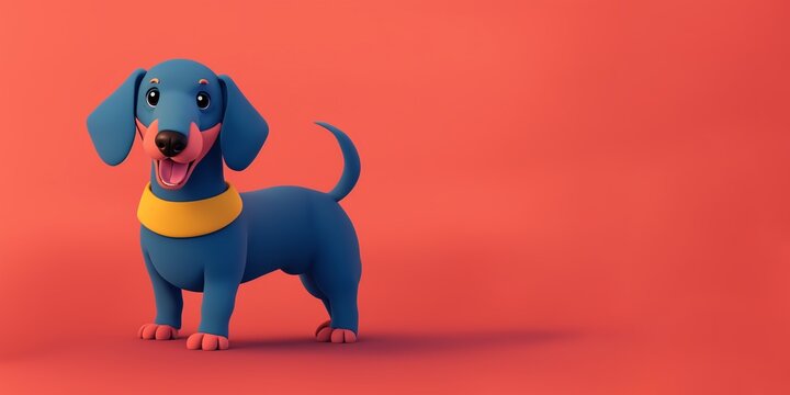 Dachshund standing in 3D render style, Generative AI