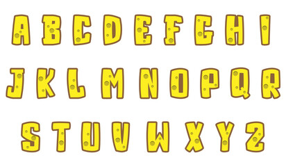 Cheese typography, Abstract digital alphabet font. Creative vector illustration