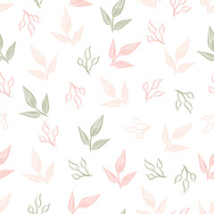 Leaves and branches repeat pattern. Floral pattern design. Botanical tile. Good for prints, wrappings, textiles and fabrics.