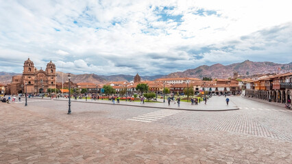 Cusco-Perú, its colonial architecture with cobblestone and narrow streets and wooden balconies everywhere,