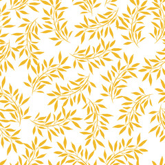 Leaves and branches repeat pattern. Floral pattern design. Botanical tile. Good for prints, wrappings, textiles and fabrics.