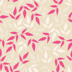 Leaves and branches repeat pattern. Floral pattern design. Botanical tile. Good for prints, wrappings, textiles and fabrics.