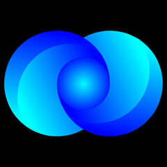 Double sphere connection logo vector isolated illustration. Abstract dual circle vector for logo, icon, sign, symbol, design or decoration. Blue double orb relation logo