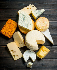 Assortment of different types of cheese.