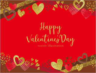 ハートとリボンのバレンタインのフレーム